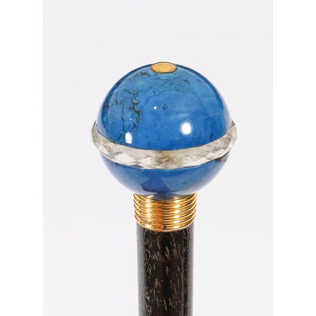 Metal Antique Lapis Lazuli Walking Stick Cane by Briggs, 1890s For Sale - Image 7 of 10
