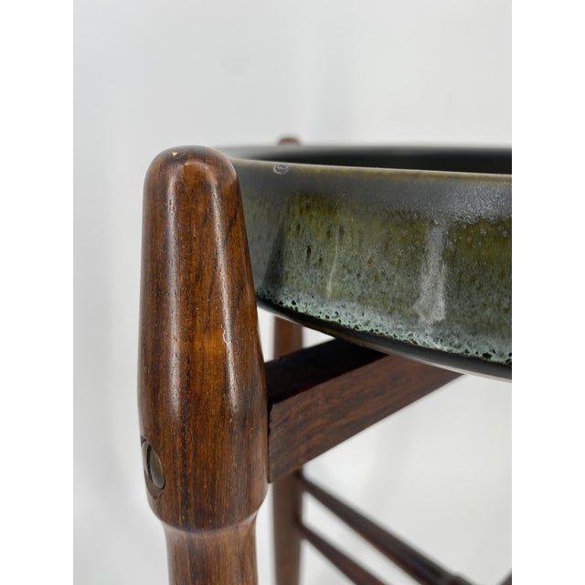Mid-Century Side Table with Glazed Ceramic Plate on Rosewood Frame by Arne Basse for Knabstrup, Denmark, 1960s For Sale - Image 13 of 16