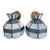 Vintage Pale Dark Blue Tiffany Style Stained Glass Small Ceiling Chandelier Light Fixtures- a Pair For Sale