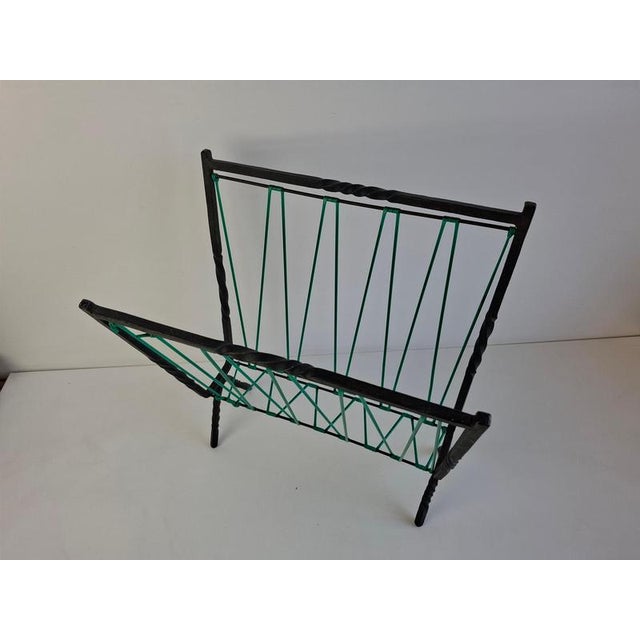 Mid-Century Czechoslovakian Magazine Rack with Green Wire, 1960 For Sale - Image 6 of 18
