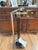 Mid-Century Modernist Danny Alessandro Steel Chrome Fireplace Tool Set with cougar cat on top of stand.