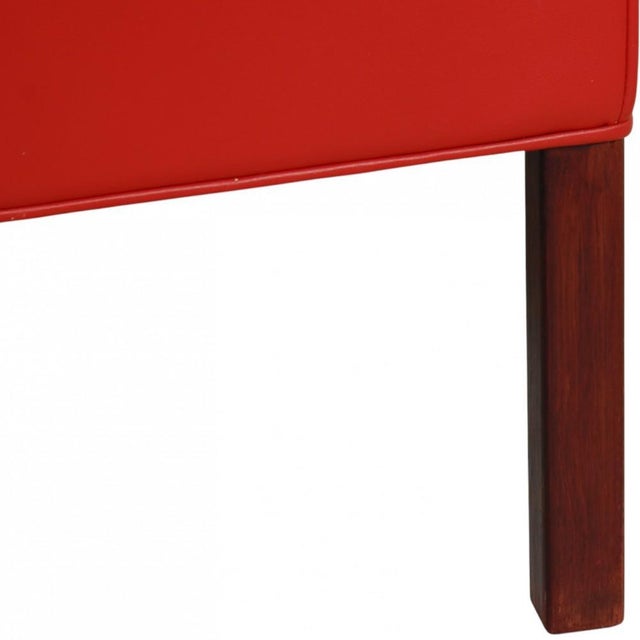 Set of Model 2204 Wingchair and Ottoman in Red Leather by Børge Mogensen, 2000s For Sale - Image 17 of 18