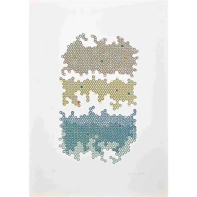 Mario Padovan, Emerged Land, Lithograph, 1970s For Sale - Image 4 of 4