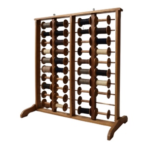 Vintage Oak Frame Cord/Yarn Bobbin Storage Rack, Circa 1940s-50s