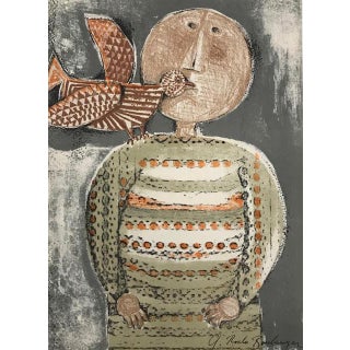 1970s Boulanger Original Lithograph Mourlot Enfant Et Oiseau 2 For Sale