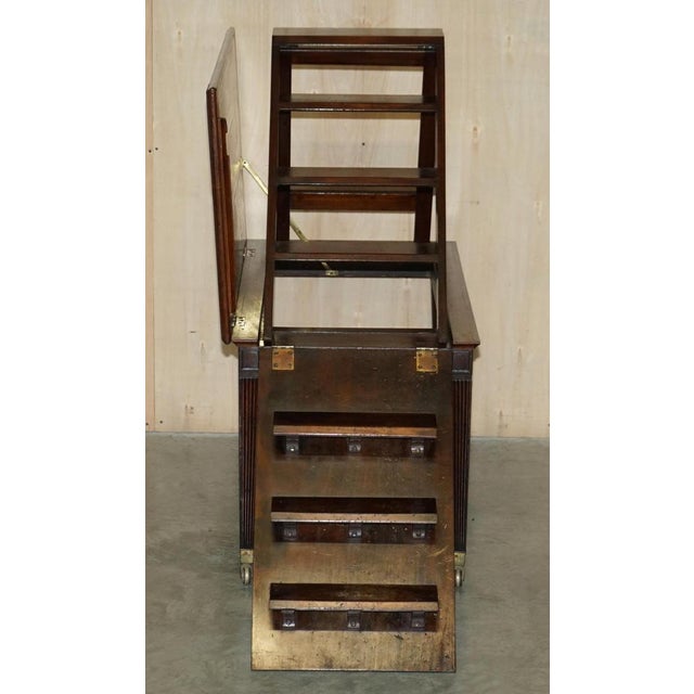 Antique George III Metamorphic Library Desk into Bookcase Ladder, 1820s For Sale - Image 14 of 18