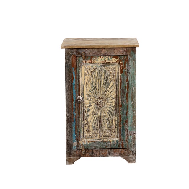 Nightstand Made From Antique Indian Teakwood Architectural Elements For Sale In Santa Fe - Image 6 of 8