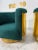 Metal Pair of Italian Brass and Turquoise Bouclé Club Chairs, 1970s For Sale - Image 7 of 9