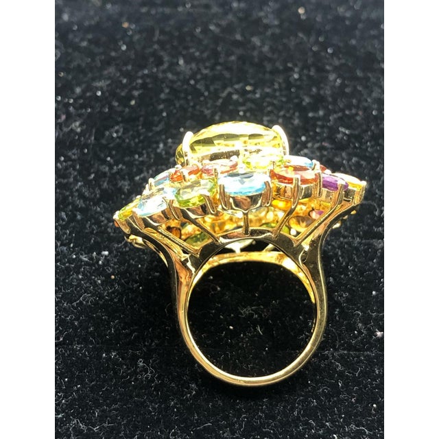 Art Deco Bochic “Orient” Vintage Amethyst, Lemon Quartz & Citrine Ring - 18K Gold & Silver For Sale - Image 3 of 14