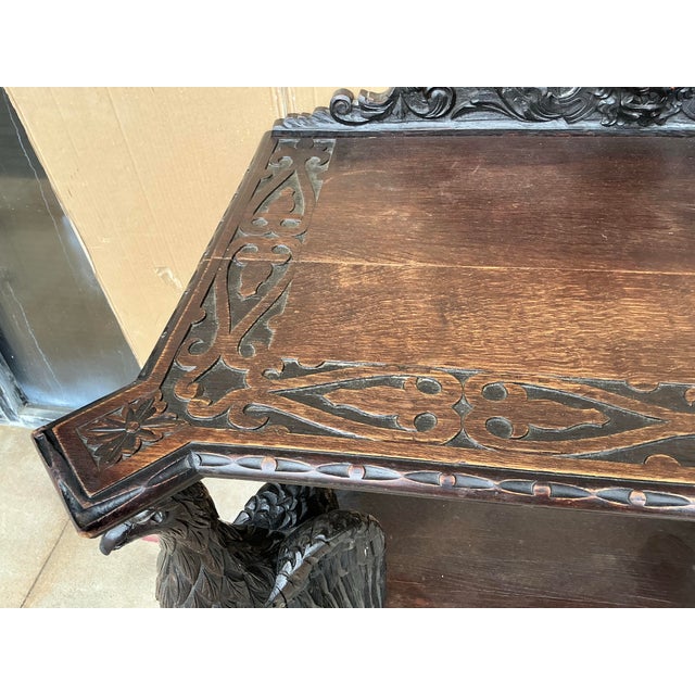 Late 19th Century 19th-C. English Victorian Carved Oak Eagle Form Console Table / Credenza For Sale - Image 5 of 8