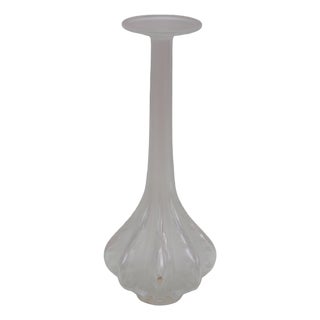 Lalique France Crystal Marie Claude Soliflore Frosted Etched Crystal Vase 14" For Sale