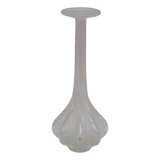 Lalique France Crystal Marie Claude Soliflore Frosted Etched Crystal Vase 14" For Sale
