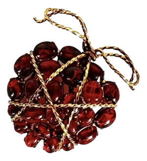 Vintage 1990s Iradj Moini Brooch Wrapped Red Heart Pin Gripoix Style Resin Glass Cabochon Gold Plated
