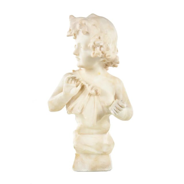 19th Century Antique Alabaster Sculpture of a Young Painter For Sale - Image 5 of 9
