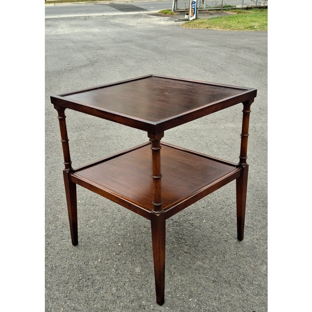 Early 20th Century Early 20th Century Faux Bamboo Stained Mahogany Tiered Side Table For Sale - Image 5 of 7