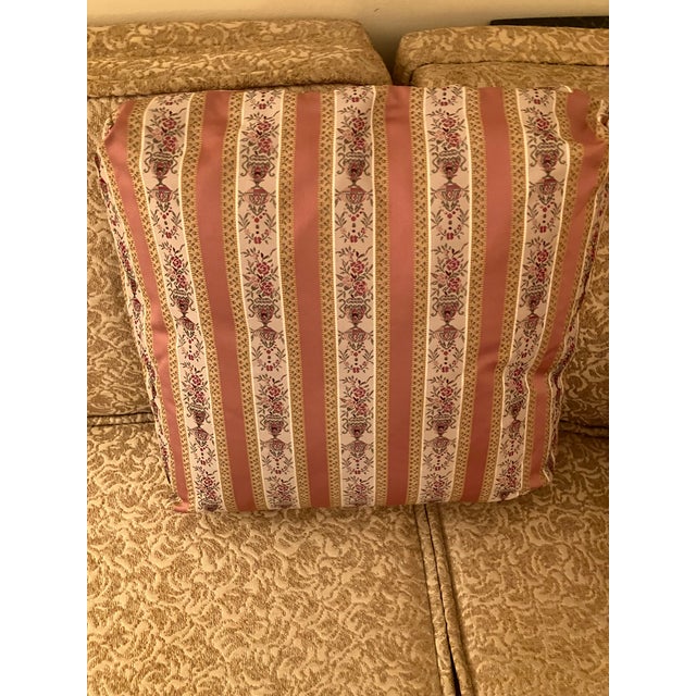 Set of 6 Vintage Custom Decorative Pillows Mauve/Lt Pink, Damask, Silk, 16x16x5” For Sale In Baltimore - Image 6 of 10
