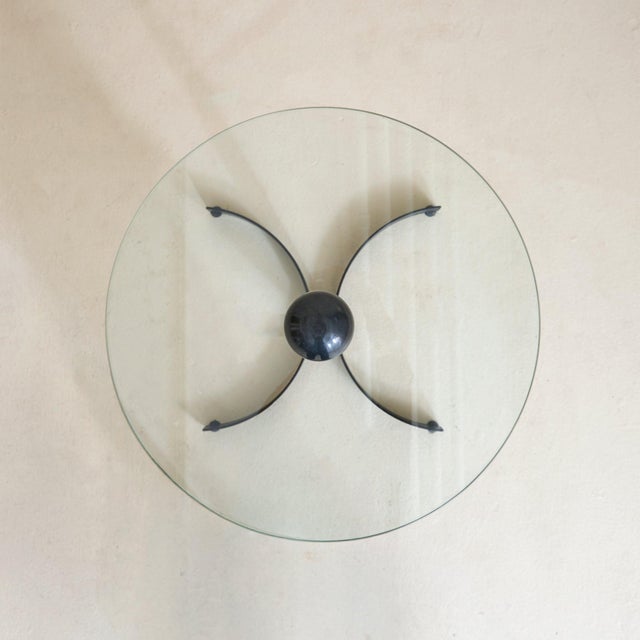 Metal Vintage Italian Iron + Glass Top Side Table - 2 Available For Sale - Image 7 of 11