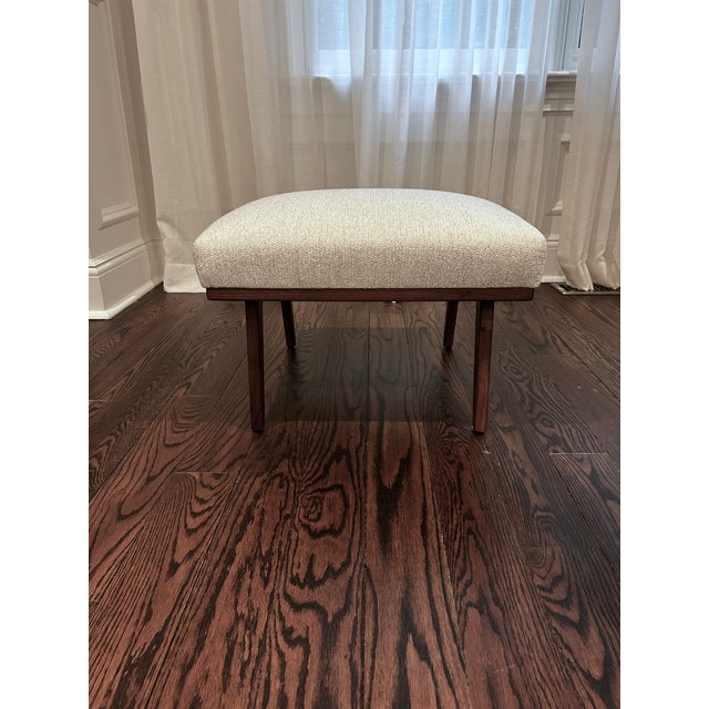 Crate & Barrel Cavett Wood Accent Chair & Ottoman — Excellent Condition For Sale - Image 9 of 15