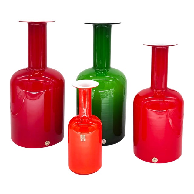 Otto Brauer Kastrup-Holmegaard Gulvvase Vases, Set of 4, Danish Modern 1962 For Sale