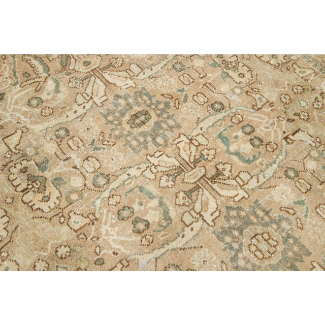 Beige 1930s Beige Mahal Persian Wool Rug Handmade With Floral Pattern For Sale - Image 8 of 9