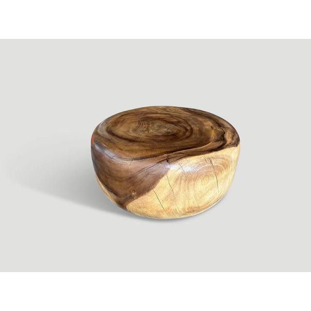 Andrianna Shamaris Impressive Drum Style Solid Wood Coffee Table For Sale - Image 4 of 6