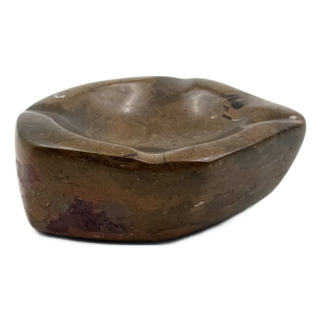 Fossil Brown Marble Ashtray Bowl, France, 1970s For Sale