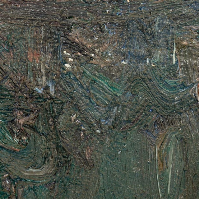 Andy Miller (American, b. 1950), Abstract Composition, Oil on Canvas, impasto details, teal and cool pink composition with...