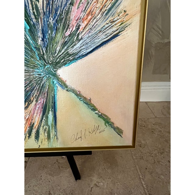 Palm Beach Palm Frond, Canvas Art - Designed by Cheryl P. Kohloff Color Palette: Greens, Blues, Turquoise, Iridescent...
