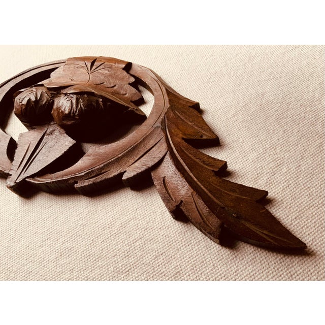 19th C. Hand-Carved Walnut Architectural Fragment - Acorn & Oak Leaf Medallion For Sale - Image 4 of 13