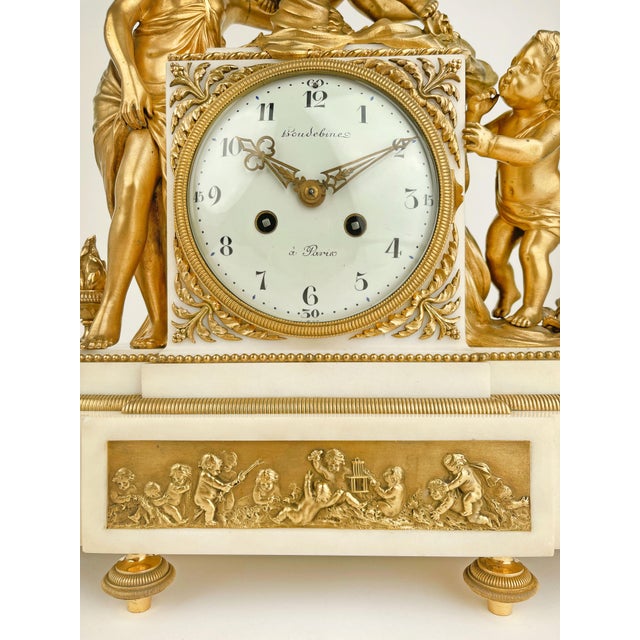 19th Century, French Ormolu Mounted Marble Clock by Houdebine For Sale In Los Angeles - Image 6 of 15