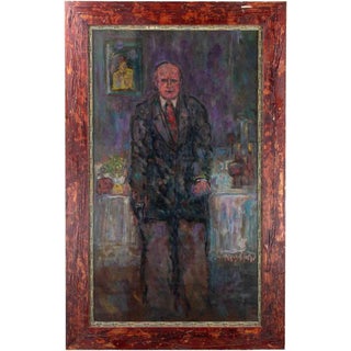 Sirio Pellegrini, The Professor, 1969, Oil Painting on Board, Framed For Sale