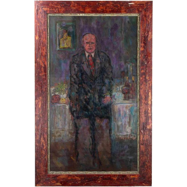 Sirio Pellegrini, The Professor, 1969, Oil Painting on Board, Framed For Sale