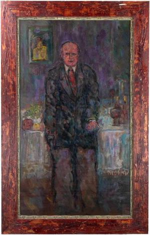 Sirio Pellegrini, The Professor, 1969, Oil Painting on Board, Framed