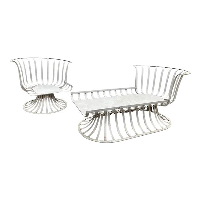 Mid 20th Century Russell Woodard Patio Chaise and Lounge Chair, Attributed to Herbert Saiger - Set of 2 For Sale