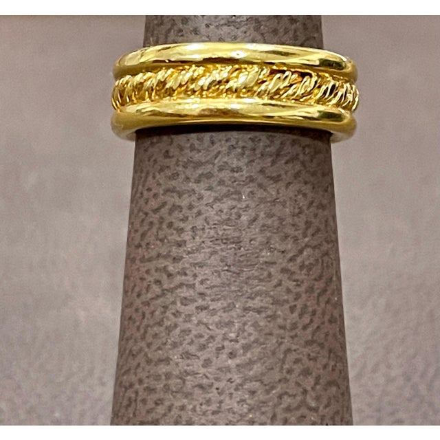 Traditional 18 Karat Yellow Gold Classic Wide Wedding Band Ring For Sale - Image 3 of 18
