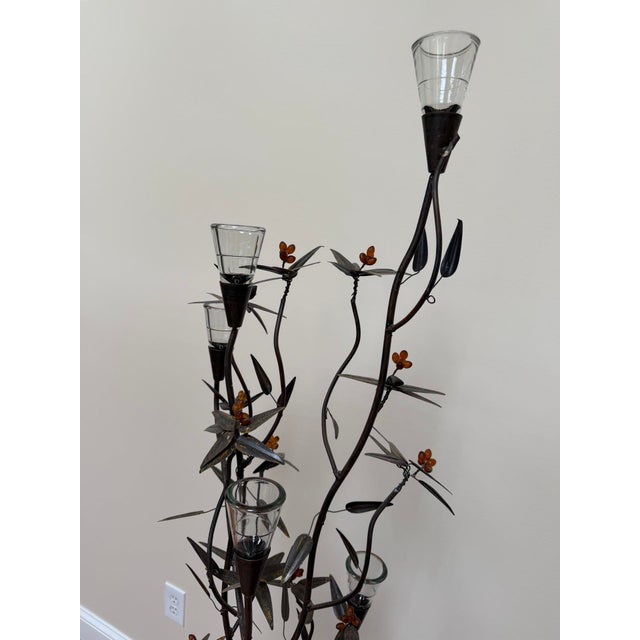 Vintage Wrought Iron Botanical Floor Candelabra For Sale - Image 16 of 18