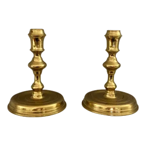 Pair of Colonial American Brass Candlesticks