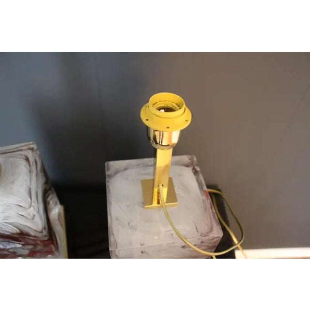 Murano Glass Block Table Lamps, 1990s, Set of 2 For Sale - Image 11 of 18
