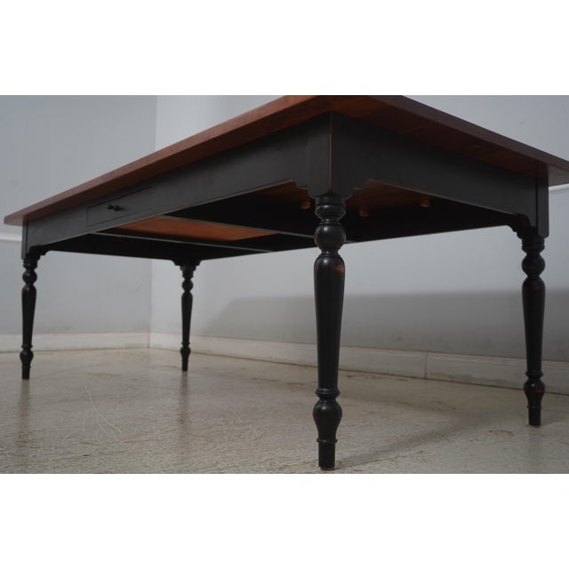 1990s Country 1 Drawer Cherry Dining Room Table W. Black Legs For Sale - Image 17 of 17