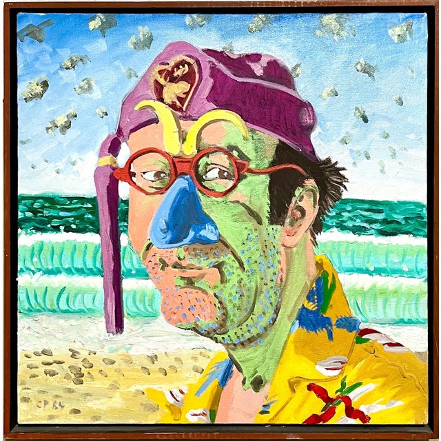 Carlo Pittore, Figurative Expressionist Bold Pop Art Oil Painting Self Portrait Carlo Pittore, 1984 For Sale