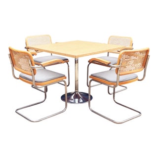 Mid-Century Cane and Chrome Dining Set For Sale