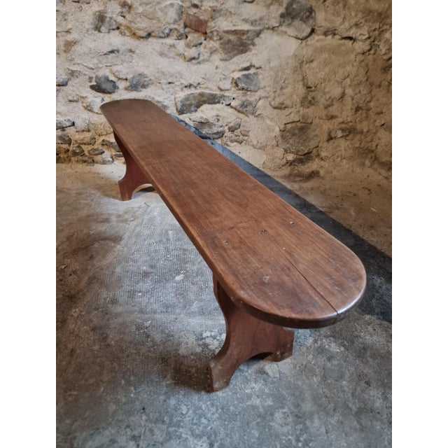 French Cherry Wood Bench, 1930s For Sale - Image 10 of 14