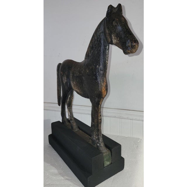 19th Century 19thc Original Painted Horse Windmill Weight on Base For Sale - Image 5 of 6