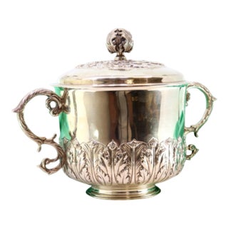 Silver Tureen with Reliefs and Two Handles For Sale