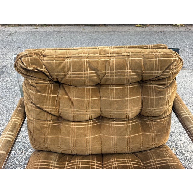 Chrome Milo Baughman Style Flat Bar Chrome Lounge Chair For Sale - Image 8 of 12