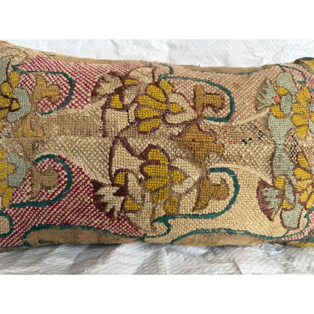 17th Century 17th Century Italian Florentine Floral Tapestry Pillow For Sale - Image 5 of 7