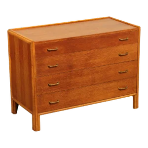 1970s McGuire Mid-Century Modern Rattan and Oak Single Dresser Bachelor Chest