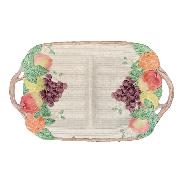 Late 20th Century Fitz and Basket Weave "Fruit Garden" Platter For Sale