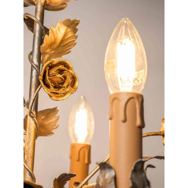 2000 - 2009 Vintage Florentine Flower Chandelier For Sale - Image 5 of 6