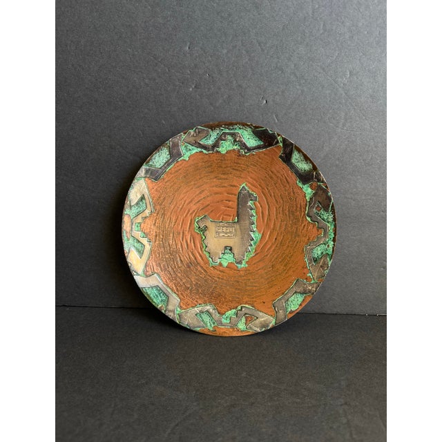 Vintage Peruvian Wall Plate Silver & Copper Mixed Media Decorative Handmade Vintage condition with general wear, chipping,...